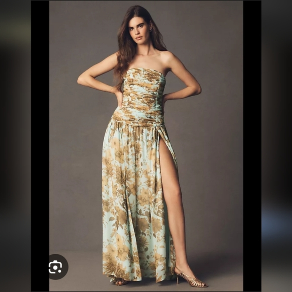 BHLDN‎ Floral Strapless Maxi Dress